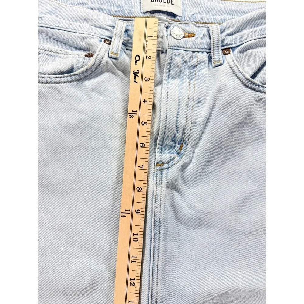 AGOLDE Astrid Denim Maxi Skirt 26 Light Wash Side Slit Made USA